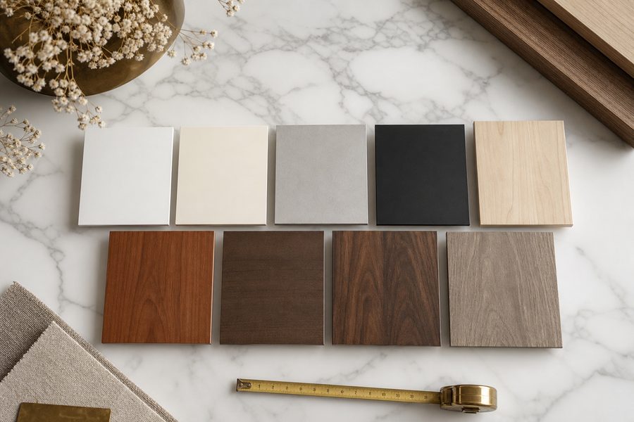 Laminate and wood veneer finish samples